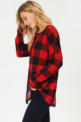 Lace Up Buffalo Plaid Top - FINAL SALE