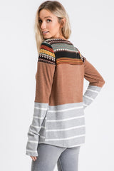 Camel Colorblock Thumbhole Top