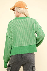 Two Tone Crop Ribbed Sweater Tops - 3 Colors!