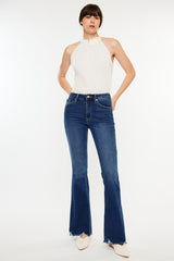 Kan Can High Rise Distressed Hem Bootcut Jeans