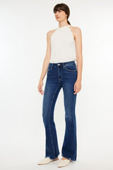 Kan Can High Rise Distressed Hem Bootcut Jeans