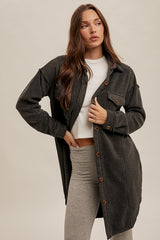 Charcoal Long Fleece Shacket