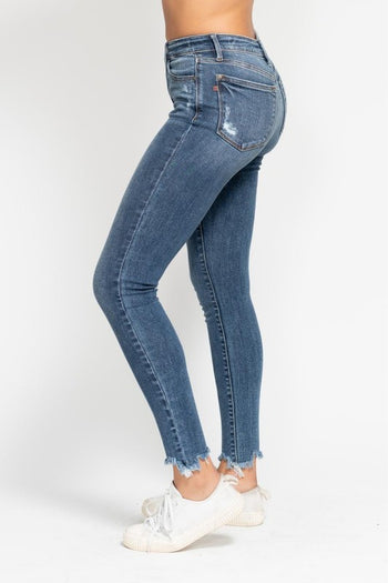 Judy Blue High Waist Skinny Destructed Shark Bite Hem