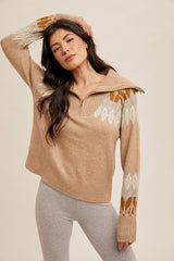 Nights By The Fire Cozy Taupe Zip Up