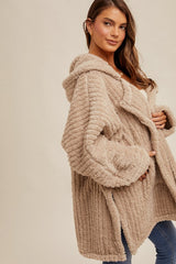 Soft Slit Hem Plush Cardigan