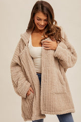 Soft Slit Hem Plush Cardigan