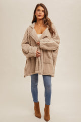 Soft Slit Hem Plush Cardigan