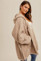 Soft Slit Hem Plush Cardigan