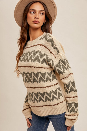 Gray & Brown Alpine Sweater