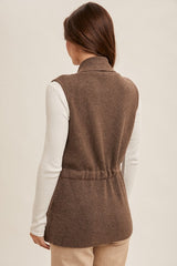 Mocha Belted Sweater Vest