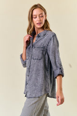 Black Lightweight Denim Top