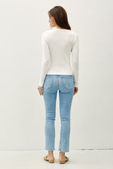 White Scoop Soft Basic Long Sleeve Top