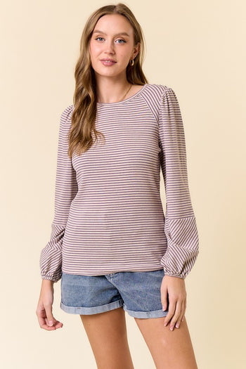 Lavender & Oat Bubble Sleeve Top