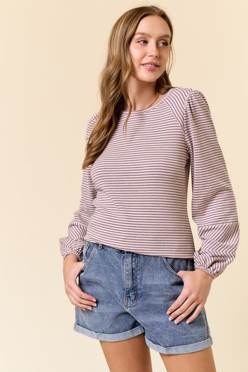 Lavender & Oat Bubble Sleeve Top