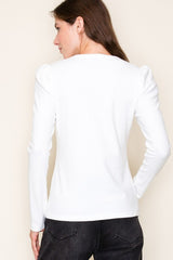 Soft Subtle Puff White Long Sleeve Top