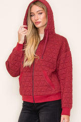 Dark Apple Quilted Zip Hoodie