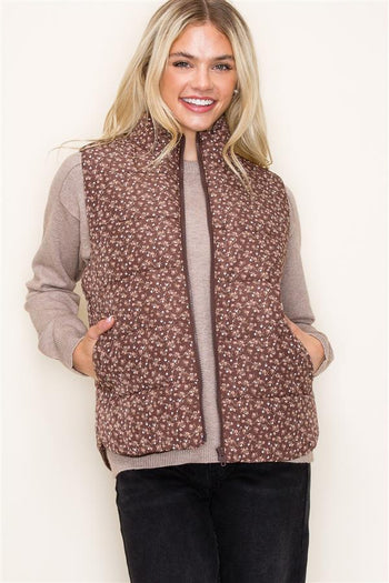 Floral Puffer Vests - 2 Colors!