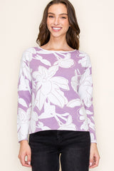 Lavender Shimmer Floral Pullover