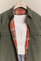 Olive & Rust Plaid Reversible Corduroy Shacket