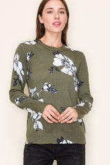 Dark Olive Floral Pullover