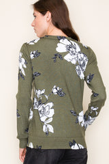 Dark Olive Floral Pullover