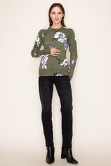 Dark Olive Floral Pullover