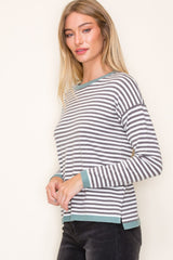 Striped Contrast Detail Pullovers - 2 Colors!