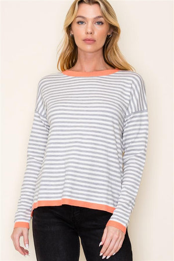 Striped Contrast Detail Pullovers - 2 Colors!