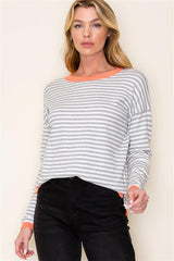 Striped Contrast Detail Pullovers - 2 Colors!