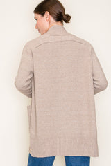 Basic Taupe Ribbed Edge Pocket Cardigan