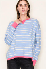 Blue & Pink Striped Pullover