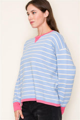 Blue & Pink Striped Pullover