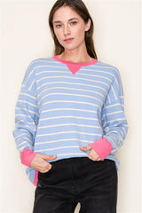 Blue & Pink Striped Pullover