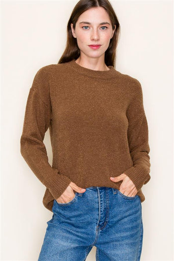 Brown Basic Crew Neck Sweater