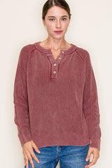 Washed Knit Henley Pullovers - 2 Colors!