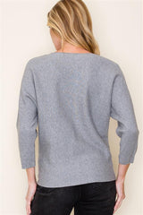 Gray Rhinestone Dolman 3/4 Sleeve Top