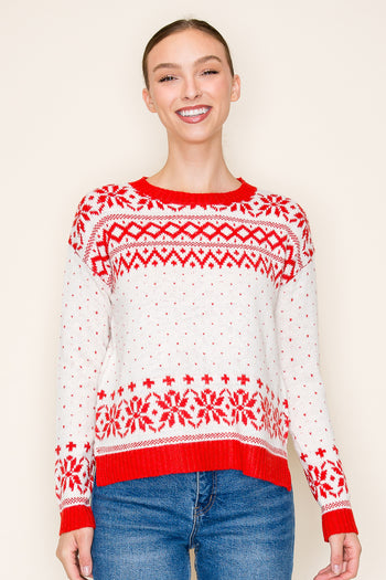 Red Fair Isle Pullover - FINAL SALE