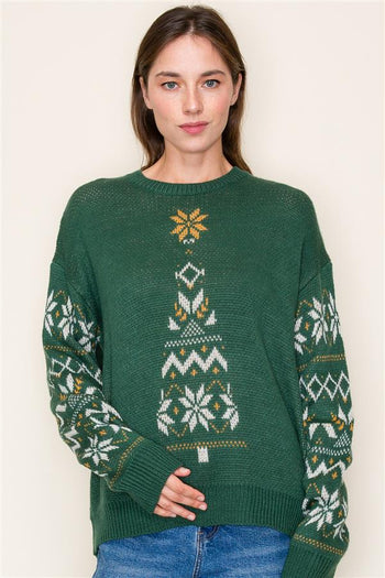 Green Faire Isle Tree Sweater - FINAL SALE