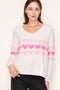 Soft Hearts V-neck Sweater