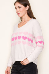 Soft Hearts V-neck Sweater