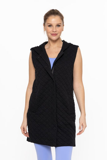 Black Longline Quilted Vest