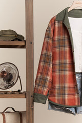 Olive & Rust Plaid Reversible Corduroy Shacket