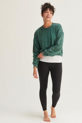 $25 Doorbuster Deal - Green Raw Hem Cropped Sweatshirt - FINAL SALE