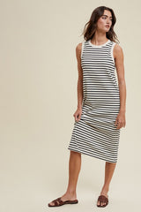 Black Striped Midi Tank Dress