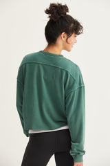 $25 Doorbuster Deal - Green Raw Hem Cropped Sweatshirt - FINAL SALE