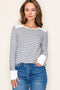 Navy Striped Thumbhole Top