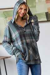 Jade Cozy Vibes & Good Times Plaid Thumbhole Hoodie - FINAL SALE