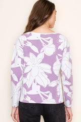 Lavender Shimmer Floral Pullover