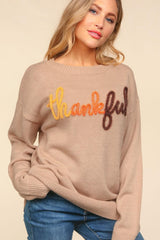 Thankful Shimmer Embroidered Sweater