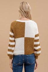 Chenille Checks & Stripes Sweaters -2 Colors!